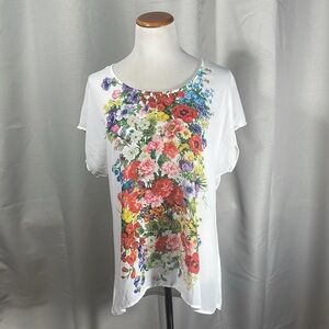 Pleione floral on White Blouse New with tags